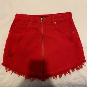 Bershka red denim skirt